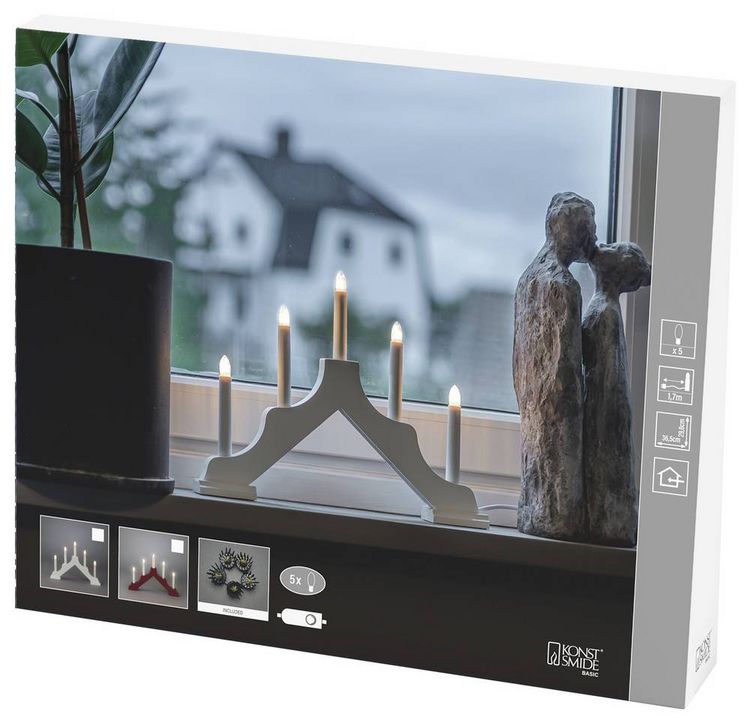 Produktbild: Konstsmide 2133-510 Holzleuchter Wei&szlig; LED Rot