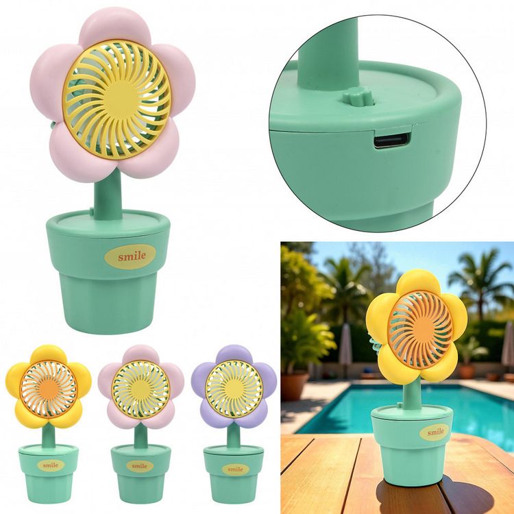 Produktbild: Wiederaufladbarer Blumenventilator, 15,8 cm hoch,
