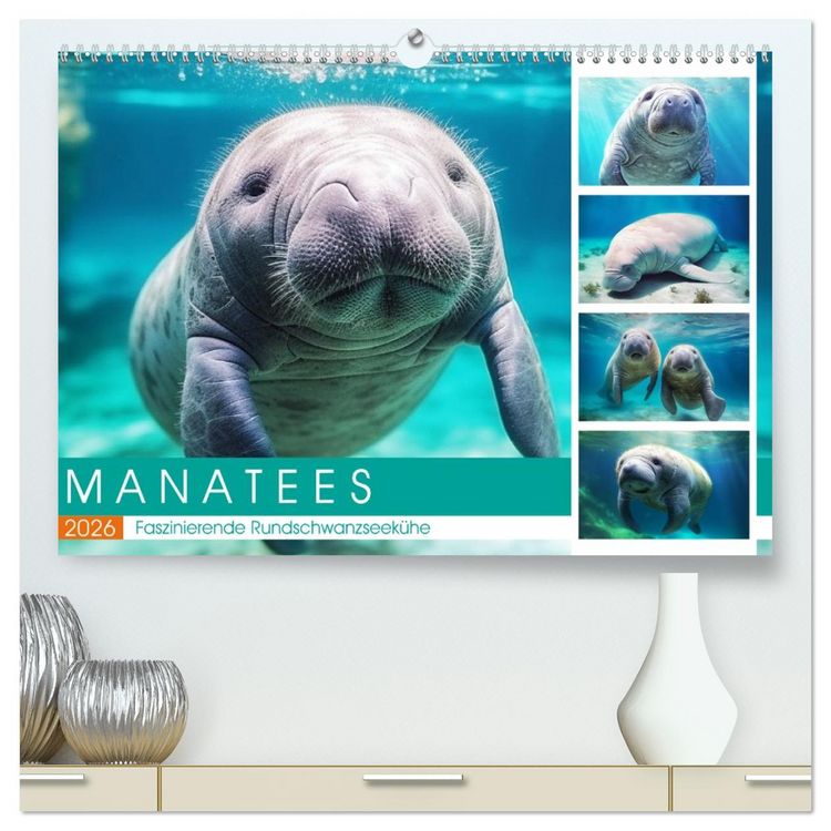 Produktbild: Manatees. Faszinierende Rundschwanzseek&uuml;he (hochwertiger Premium Wandkalender 2026 DIN A2 quer), Kunstdruck in Hochglanz