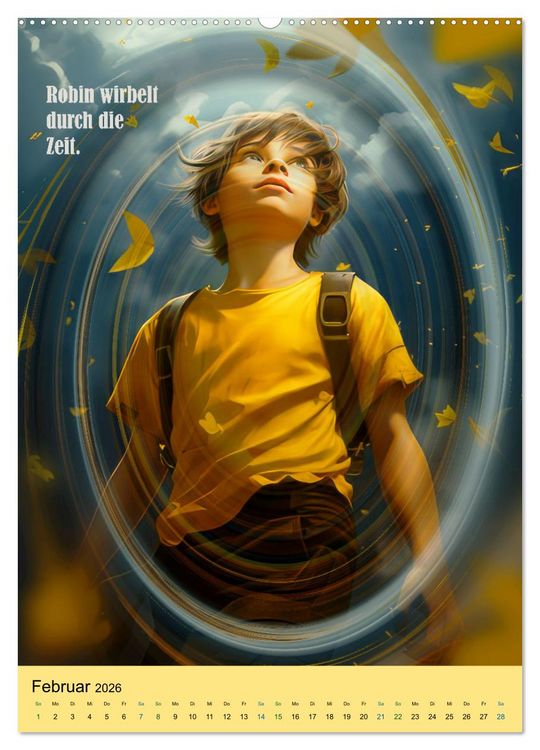 Produktbild: Robin und die Zeitmaschine (Wandkalender 2026 DIN A2 hoch), CALVENDO Monatskalender