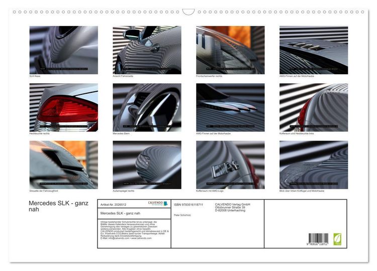 Produktbild: Mercedes SLK - ganz nah (Wandkalender 2026 DIN A2 quer), CALVENDO Monatskalender
