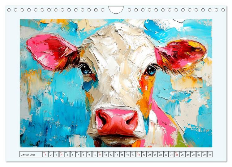 Produktbild: K&uuml;he im &Ouml;lgem&auml;lde-Stil. Ein Jahr mit lieblichen Tieren (Wandkalender 2026 DIN A4 quer), CALVENDO Monatskalender