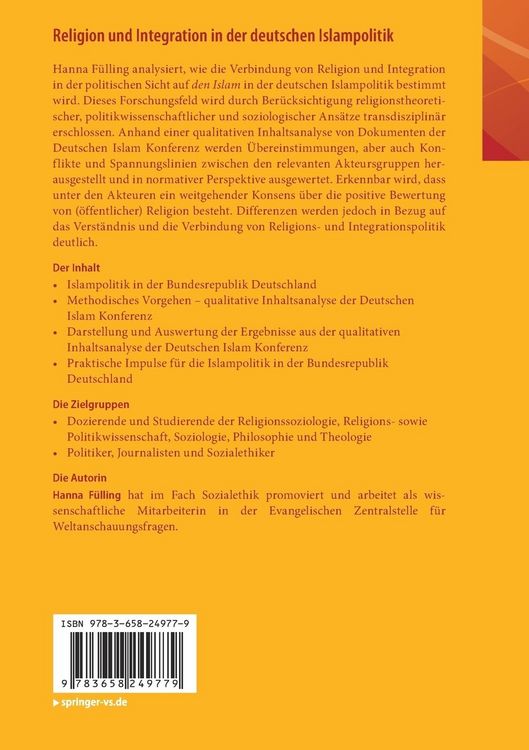 Produktbild: Religion und Integration in der deutschen Islampolitik