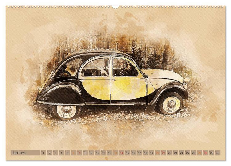 Produktbild: Die Ente, Deux Chevaux, 2CV (Wandkalender 2026 DIN A2 quer), CALVENDO Monatskalender