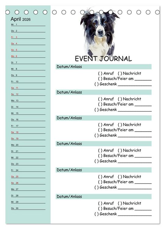 Produktbild: B-DAY PLANER - Aquarell Hunderassen - F&uuml;r Termine, Geschenke, Eventdetails & mehr (Tischkalender 2026 DIN A5 hoch), CALVENDO Monatskalender