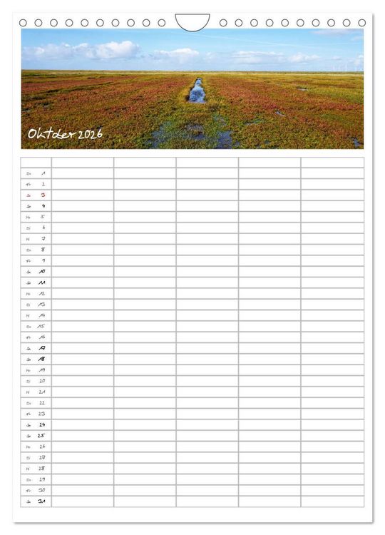 Produktbild: Nordfriesland - Familienplaner (Wandkalender 2026 DIN A4 hoch), CALVENDO Monatskalender