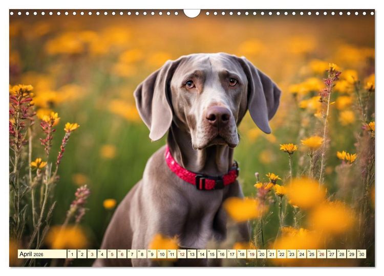 Produktbild: Weimaraner - der ideale Jagdbegleiter (Wandkalender 2026 DIN A3 quer), CALVENDO Monatskalender