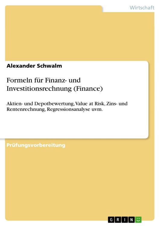 Produktbild: Formeln f&uuml;r Finanz- und Investitionsrechnung (Finance)