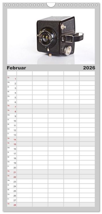 Produktbild: Familienplaner 2026 - Boxkameras - Kultiges und manchmal klobiges Design mit 5 Spalten (Wandkalender, 21 x 45 cm) CALVENDO