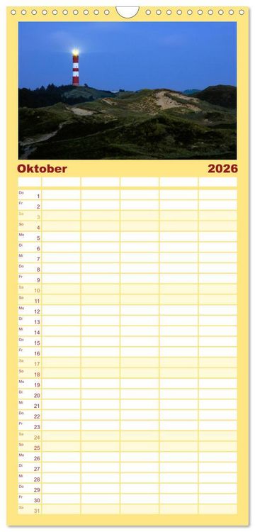 Produktbild: Familienplaner 2026 - Amrum mit 5 Spalten (Wandkalender, 21 x 45 cm) CALVENDO