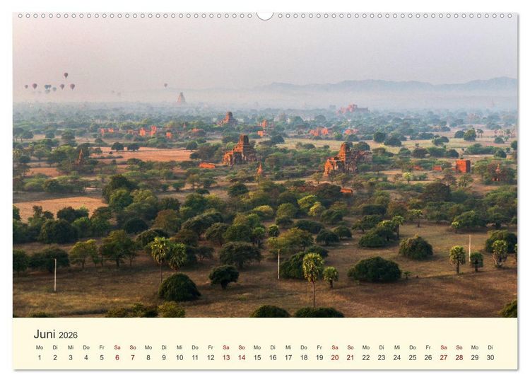 Produktbild: Bagan - Pagode im Wald (hochwertiger Premium Wandkalender 2026 DIN A2 quer), Kunstdruck in Hochglanz