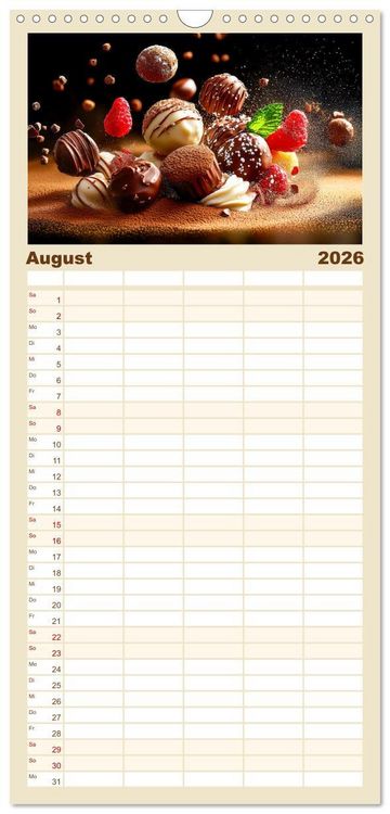 Produktbild: Familienplaner 2026 - Sch&auml;tze der Confiserie Kunst mit 5 Spalten (Wandkalender, 21 x 45 cm) CALVENDO