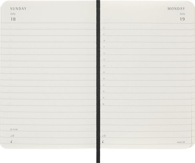 Produktbild: Moleskine 12 Monate Tagesnotizkalender 2027, P/A6, 1 Tag = 1 Seite, Weicher Einband, Schwarz