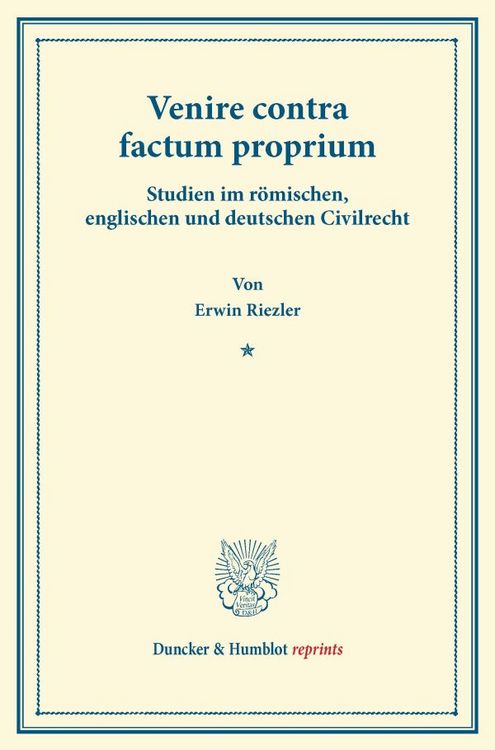 Produktbild: Venire contra factum proprium.
