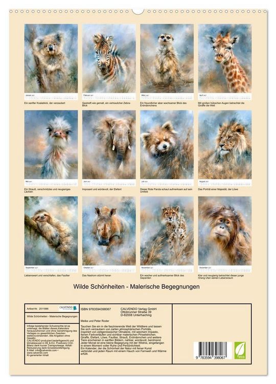 Produktbild: Wilde Sch&ouml;nheiten - Malerische Begegnungen (hochwertiger Premium Wandkalender 2027 DIN A2 hoch), Kunstdruck in Hochglanz