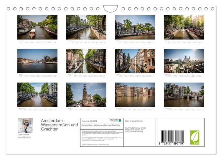 Produktbild: Amsterdam - Wasserstra&szlig;en und Grachten (Wandkalender 2026 DIN A4 quer), CALVENDO Monatskalender
