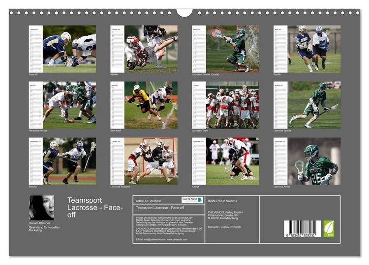 Produktbild: Teamsport Lacrosse - Face-off (Wandkalender 2026 DIN A3 quer), CALVENDO Monatskalender