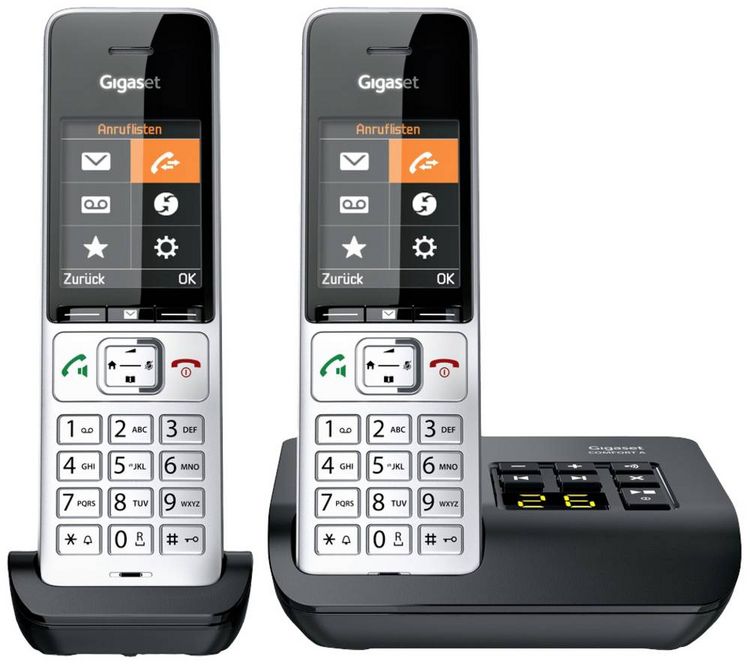 Produktbild: Gigaset COMFORT 500A duo DECT, GAP Schnurloses Telefon analog Babyphone, Freisprechen, f&uuml;r H&ouml;rger&auml;te kompatibel, Headsetanschluss
