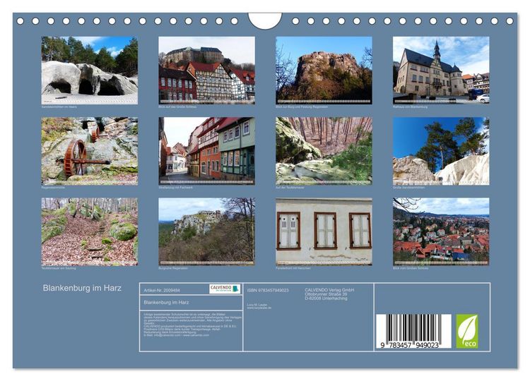 Produktbild: Blankenburg im Harz (Wandkalender 2026 DIN A4 quer), CALVENDO Monatskalender