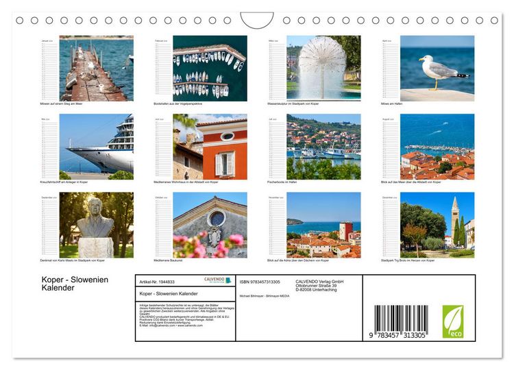 Produktbild: Koper - Slowenien Kalender (Wandkalender 2026 DIN A4 quer), CALVENDO Monatskalender