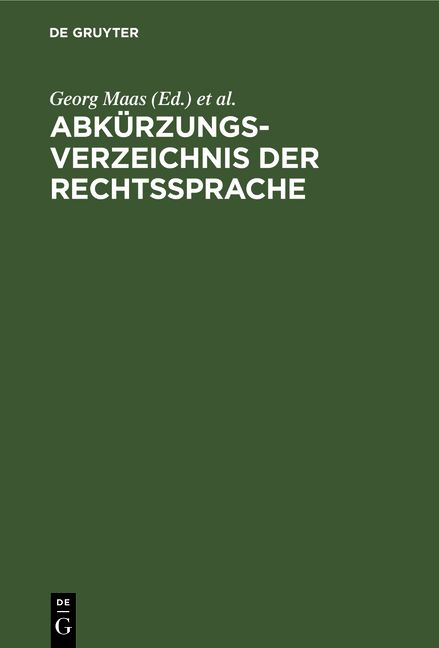 Produktbild: Abk&uuml;rzungsverzeichnis der Rechtssprache