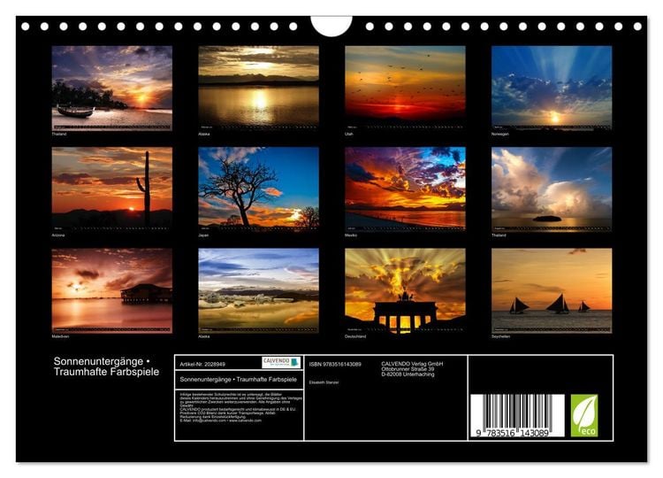 Produktbild: Sonnenunterg&auml;nge &bull; Traumhafte Farbspiele (Wandkalender 2026 DIN A4 quer), CALVENDO Monatskalender