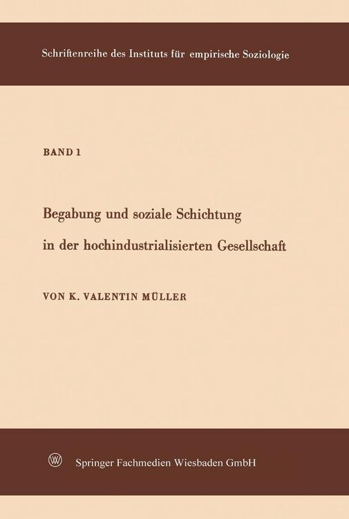Produktbild: Begabung und soziale Schichtung in der hochindustrialisierten Gesellschaft