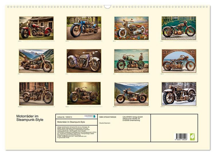 Produktbild: Motorr&auml;der im Steampunk-Style (Wandkalender 2026 DIN A2 quer), CALVENDO Monatskalender