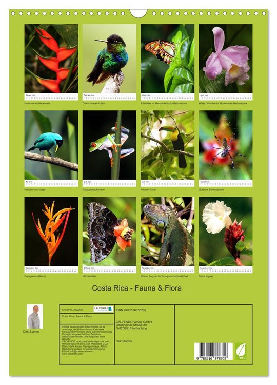Produktbild: Costa Rica - Fauna & Flora (Wandkalender 2026 DIN A3 hoch), CALVENDO Monatskalender
