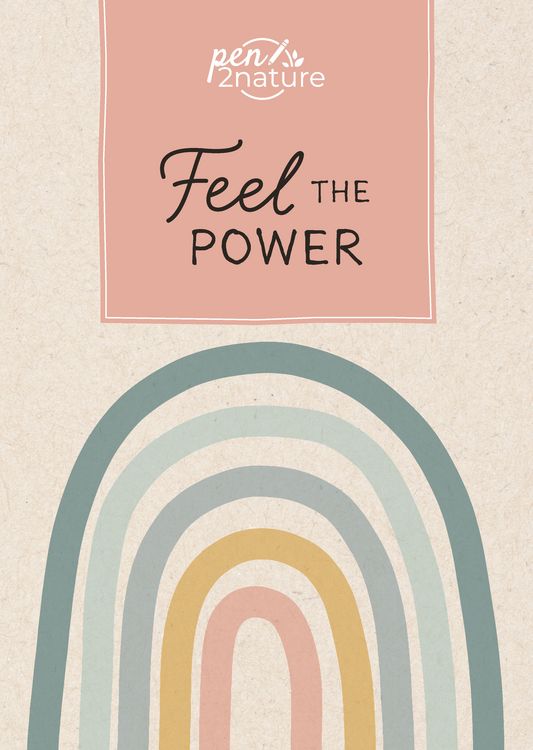 Produktbild: Feel The Power &bull; Nachhaltiges Notizbuch in A5 mit Hardcover und Regenbogen-Motiv