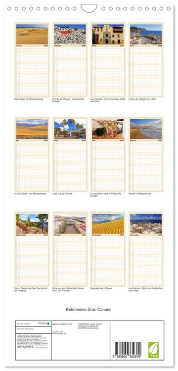 Produktbild: Familienplaner 2027 - Bet&ouml;rendes Gran Canaria mit 5 Spalten (Wandkalender, 21 x 45 cm) CALVENDO