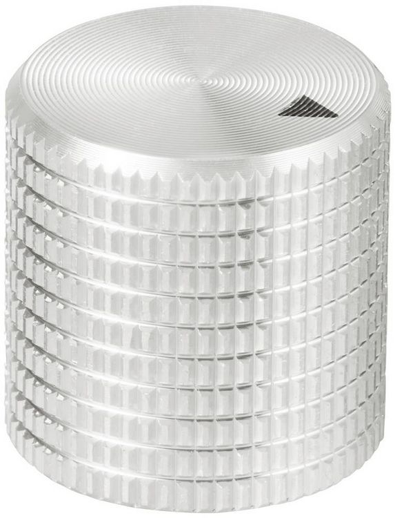 Produktbild: TRU COMPONENTS TC-11613848 Drehknopf mit Knopfmarkierung Silber (&Oslash; x H) 17 mm x 17 mm Aluminium 1 St.