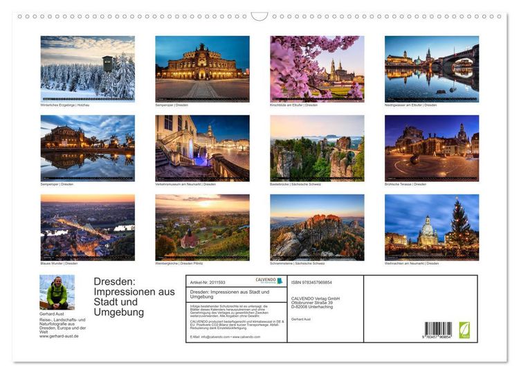 Produktbild: Dresden: Impressionen aus Stadt und Umgebung (Wandkalender 2026 DIN A2 quer), CALVENDO Monatskalender