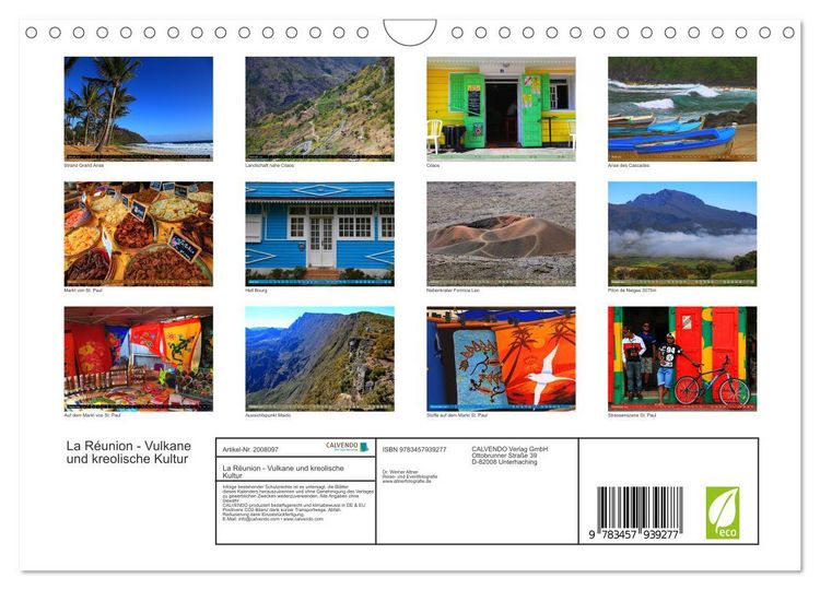 Produktbild: La R&eacute;union - Vulkane und kreolische Kultur (Wandkalender 2026 DIN A4 quer), CALVENDO Monatskalender