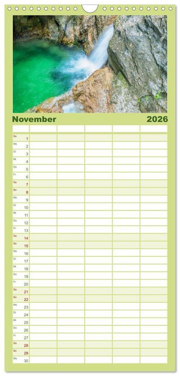 Produktbild: Familienplaner 2026 - Bayern - Seen, Berge, Landschaft mit 5 Spalten (Wandkalender, 21 x 45 cm) CALVENDO