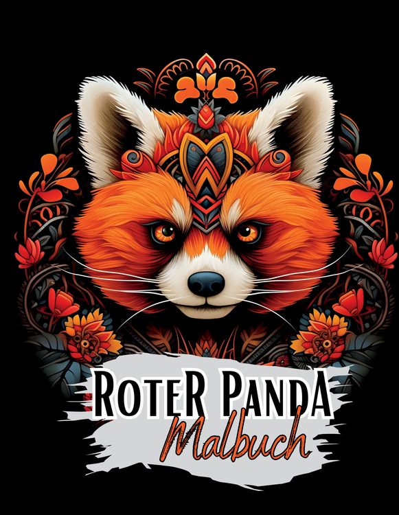 Produktbild: Schwarzes &bdquo;Roter Panda Malbuch&ldquo;.