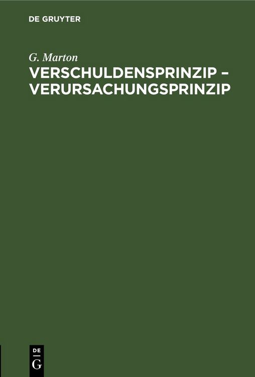 Produktbild: Verschuldensprinzip &ndash; Verursachungsprinzip