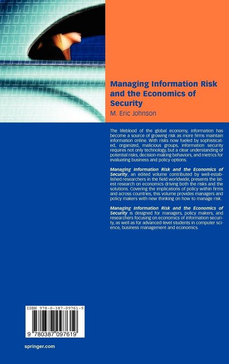 Produktbild: Managing Information Risk and the Economics of Security