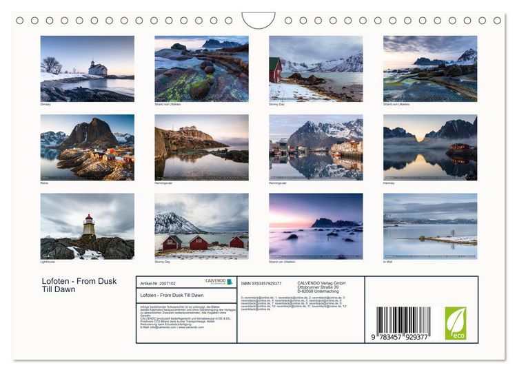 Produktbild: Lofoten - From Dusk Till Dawn (Wandkalender 2026 DIN A4 quer), CALVENDO Monatskalender