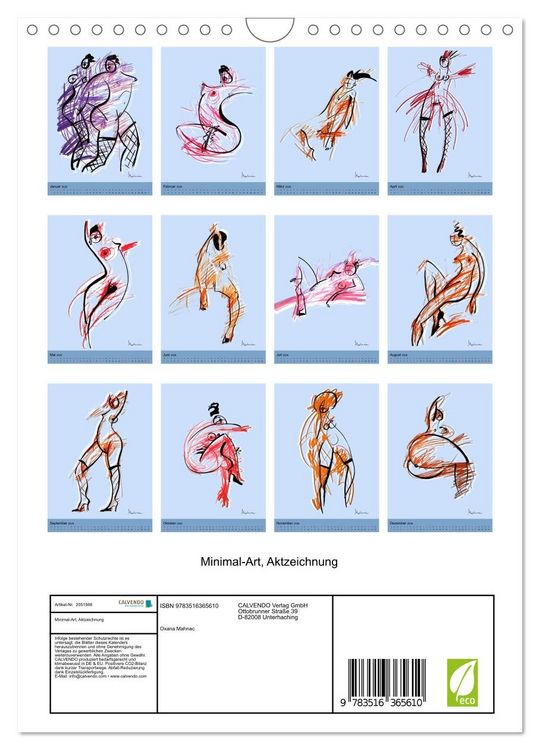 Produktbild: Minimal-Art, Aktzeichnung (Wandkalender 2026 DIN A4 hoch), CALVENDO Monatskalender