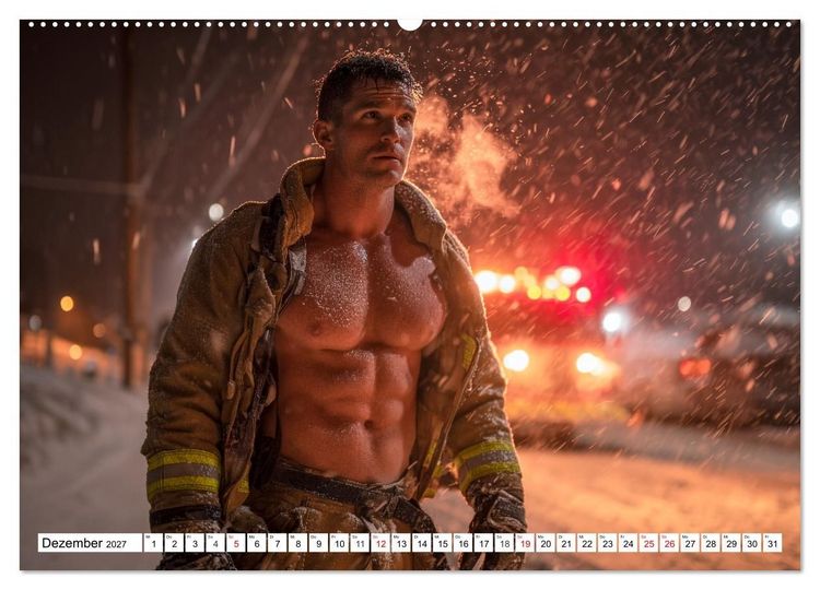 Produktbild: Feuerwehrm&auml;nner - Sexy K&ouml;rper und hei&szlig;e Flammen (Wandkalender 2027 DIN A2 quer), CALVENDO Monatskalender