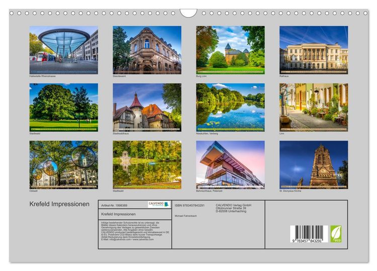 Produktbild: Krefeld Impressionen (Wandkalender 2026 DIN A3 quer), CALVENDO Monatskalender