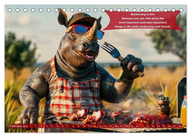 Produktbild: Funny charming animals as barbecue chef (Desk Calendar 2026 DIN A5 landscape), CALVENDO 12 Month DeskCalendar