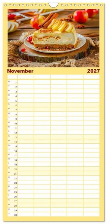 Produktbild: Familienplaner 2027 - K&auml;sekuchen Kalender - K&ouml;stliche Dessertmomente mit 5 Spalten (Wandkalender, 21 x 45 cm) CALVENDO