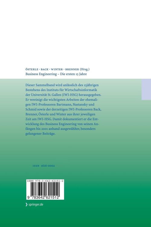 Produktbild: Business Engineering &mdash; Die ersten 15 Jahre