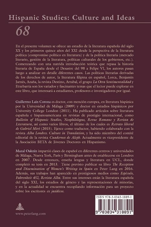 Produktbild: Literatura pol&iacute;tica y pol&iacute;tica literaria en Espa&ntilde;a