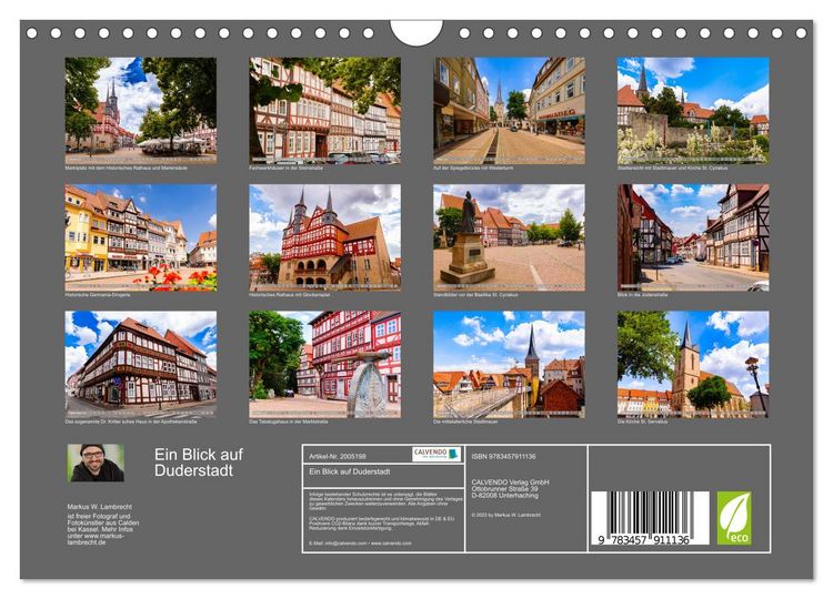 Produktbild: Ein Blick auf Duderstadt (Wandkalender 2026 DIN A4 quer), CALVENDO Monatskalender