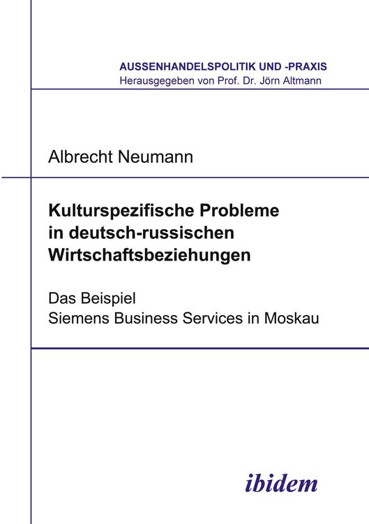 Produktbild: Kulturspezifische Probleme in deutsch-russischen Wirtschaftsbeziehungen
