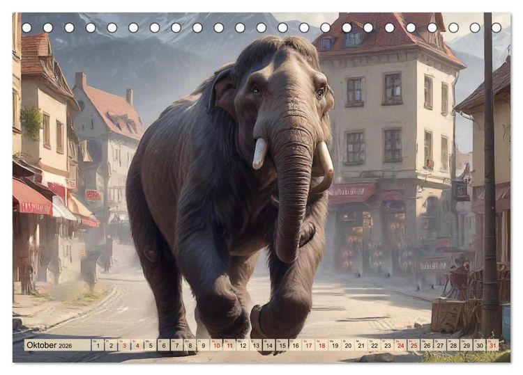 Produktbild: Riesen der Eiszeit &ndash; Ein Jahr voller Mammut Momente (Tischkalender 2026 DIN A5 quer), CALVENDO Monatskalender