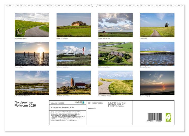 Produktbild: Nordseeinsel Pellworm 2026 (hochwertiger Premium Wandkalender 2026 DIN A2 quer), Kunstdruck in Hochglanz